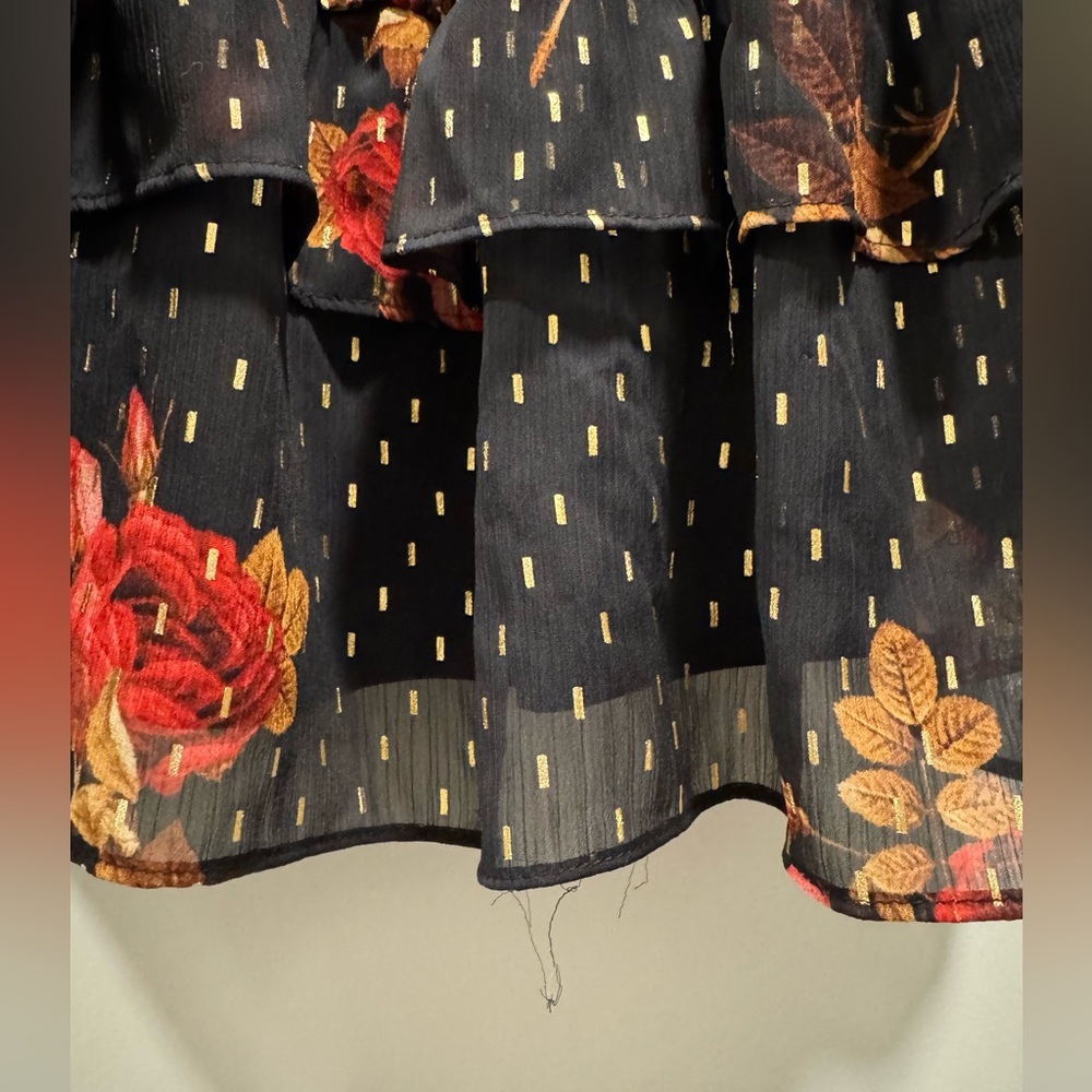 Simply Vera Vera Wang Black Dress with Red and Gold Floral Design - Picture 9 of 9